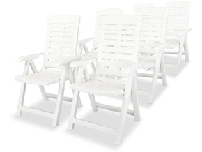 VIDAXL Nastavljivi vrtni stoli 6 kosov plastika bele barve