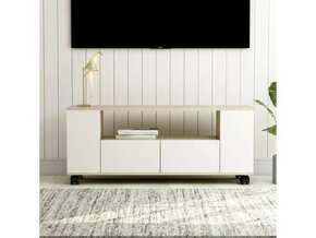 VIDAXL TV omarica bela in sonoma hrast 120x35x48 cm inženirski les