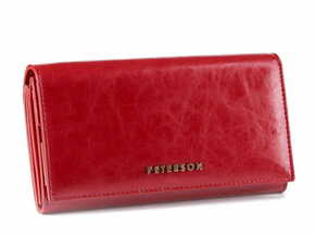 Peterson Ženska rdeča usnjena denarnica z zavihkom