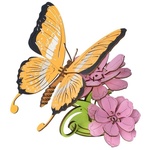 Woodcraft Lesena 3D sestavljanka Pisani metulj na rožah