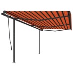 Ročno zložljiva tenda s stebrički 6x3,5 m oranžna in rjava - vidaXL - večbarvno - 90,38 - 6 x 3.5 m - vidaXL