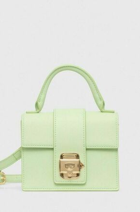 Torbica Chiara Ferragni zelena barva - zelena. Majhna torbica iz kolekcije Chiara Ferragni. Model na zapenjanje
