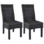 vidaXL Jedilni stoli 2 kosa Kubu ratan in mangov les črne barve