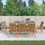 Nastavljivi vrtni stoli z blazinami 8 kosov trdna tikovina - vidaXL - Rjava - 104,68 - 120 x 50 x 3 cm - vidaXL