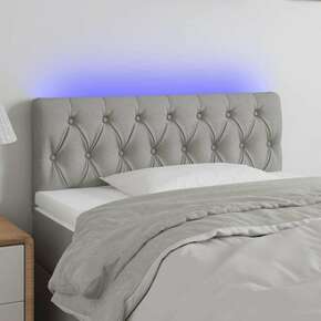 Greatstore LED posteljno vzglavje svetlo sivo 100x7x78/88 cm blago