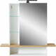 Bela viseča kopalniška omarica z ogledalom v hrastovem dekorju 90x91 cm Novolino - Germania