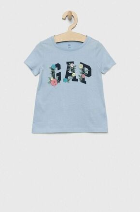 Otroška bombažna kratka majica GAP - modra. Otroški Lahkotna kratka majica iz kolekcije GAP. Model izdelan iz tanke
