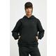 Bombažen pulover New Balance ženski, črna barva, s kapuco, WT41537BK - črna. Pulover s kapuco iz kolekcije New Balance, izdelan iz tanke, rahlo elastične pletenine. Model iz izjemno udobne bombažne tkanine, ki je zračna.