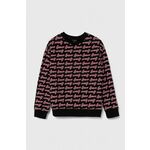 Otroški bombažen pulover Guess črna barva, J4YQ06 KA6R4 - črna. Otroški pulover iz kolekcije Guess, izdelan iz vzorčaste pletenine. Model iz izjemno udobne bombažne tkanine.