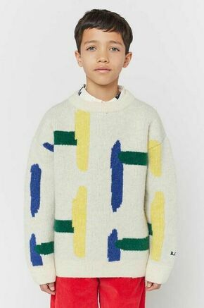 Otroški pulover s primesjo volne Bobo Choses bež barva - bež. Otroške Pulover iz kolekcije Bobo Choses. Model z okroglim izrezom
