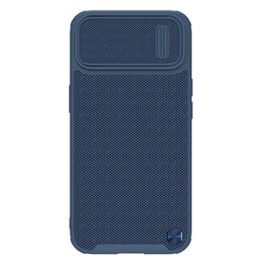 Nillkin teksturiran s case iPhone 14 oklepni ovitek s pokrovom za kamero modri