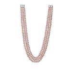 JwL Luxury Pearls Očarljiva trivrstna ogrlica iz pravih rožnatih rečnih biserov JL0671