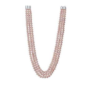 JwL Luxury Pearls Očarljiva trivrstna ogrlica iz pravih rožnatih rečnih biserov JL0671