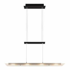 Črna LED viseča svetilka s steklenim senčnikom Milos – Trio