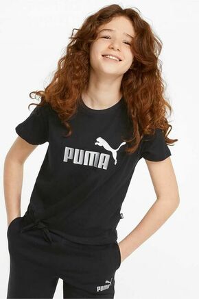 Otroška kratka majica Puma ESS+ Logo Knotted Tee G črna barva - črna. Otroška lahkotna kratka majica iz kolekcije Puma. Model izdelan iz tanke