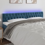 Greatstore LED posteljno vzglavje temno modro 180x7x78/88 cm žamet