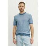 Kratka majica BOSS moška, 50511762 - modra. Kratka majica iz kolekcije BOSS, izdelana iz tanke, raztegljive pletenine z visoko vsebnostjo bombaža. Model iz izjemno udobnega, visokokakovostnega materiala.