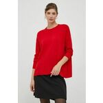 Volnen pulover Sisley ženski, rdeča barva - rdeča. Pulover iz kolekcije Sisley. Model izdelan iz tanke pletenine. Zaradi svoje visoke termoregulacijske sposobnosti vam volna pomaga ohranjati toploto, ko je hladno, in svežino, ko je toplo.
