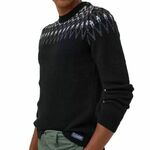Pulover s primesjo volne Superdry moški, črna barva, - črna. Pulover iz kolekcije Superdry. Model z okroglim izrezom, izdelan iz vzorčaste pletenine.