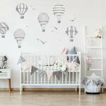 Sivi baloni na vroči zrak – stenske nalepke za otroško sobo