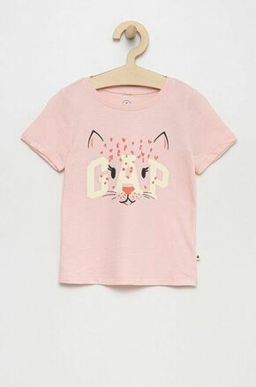 Otroški bombažen t-shirt GAP roza barva - roza. Otroški Kratka majica iz kolekcije GAP. Model izdelan iz pletenine s potiskom.