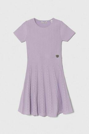 Otroška obleka Guess vijolična barva - vijolična. Otroški obleka iz kolekcije Guess. Model izdelan iz enobarvne pletenine. Model iz izjemno udobne tkanine z visoko vsebnostjo viskoze.