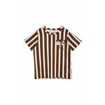 Otroška kratka majica Mini Rodini rjava barva - rjava. Otroške kratka majica iz kolekcije Mini Rodini. Model izdelan iz vzorčaste pletenine.