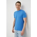 Bombažna kratka majica BOSS črna barva - modra. Kratka majica iz kolekcije BOSS. Model izdelan iz tanke, rahlo elastične pletenine.