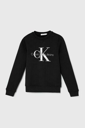 Otroški bombažen pulover Calvin Klein Jeans črna barva - črna. Otroški pulover iz kolekcije Calvin Klein Jeans