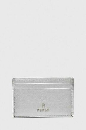 Usnjen etui za kartice Furla srebrna barva - srebrna. Etui za kartice iz kolekcije Furla. Model izdelan iz naravnega usnja.