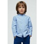 Otroška bombažna srajca Mayoral - modra. Srajca iz kolekcije Mayoral, izdelana iz črtaste tkanine. Model iz zračne bombažne tkanine.