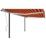Vidaxl Avtomatska tenda LED + senzor 4,5x3 m oranžna in rjava