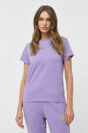 Bombažna kratka majica Pinko vijolična barva - vijolična. Lahkotna kratka majica iz kolekcije Pinko. Model izdelan iz tanke