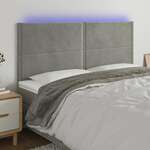 shumee LED posteljno vzglavje svetlo sivo 180x5x118/128 cm žamet