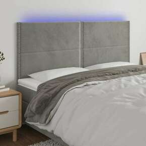 Shumee LED posteljno vzglavje svetlo sivo 180x5x118/128 cm žamet