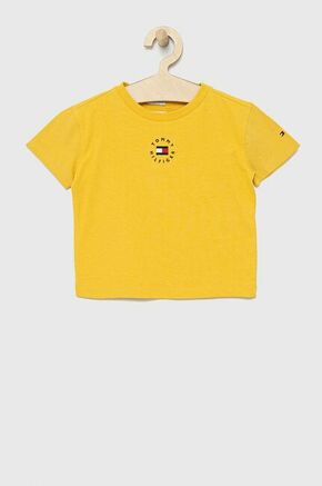 Tommy Hilfiger bombažna otroška majica - rumena. T-shirt iz zbirke Tommy Hilfiger. Model narejen iz debela