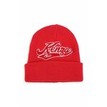 Otroška kapa Kenzo Kids rdeča barva - rdeča. Otroški kapa iz kolekcije Kenzo Kids. Model izdelan iz pletenine z nalepko.