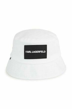 Otroški bombažni klobuk Karl Lagerfeld bela barva - bela. Otroške klobuk iz kolekcije Karl Lagerfeld. Model z ozkim robom