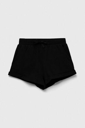 Otroške bombažne kratke hlače Sisley črna barva - črna. Otroški kratke hlače iz kolekcije Sisley. Model izdelan iz lahkega blaga. Model iz izjemno udobne bombažne tkanine.