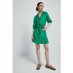 Obleka Medicine zelena barva - zelena. Obleka iz kolekcije Medicine. Nabran model, izdelan iz enobarvne tkanine.