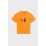 Otroška bombažna kratka majica Mayoral oranžna barva - oranžna. Otroški kratka majica iz kolekcije Mayoral. Model izdelan iz tanke, rahlo elastične pletenine.