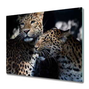 Tulup.hu Steklena podloga za rezanje Dve leopardi 2x30x52cm