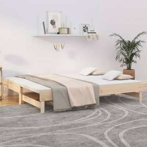 Shumee Izvlečna dnevna postelja 2x(80x200) cm trdna borovina