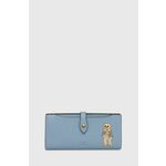 Usnjena denarnica Polo Ralph Lauren ženski - modra. Srednje velika denarnica iz kolekcije Polo Ralph Lauren. Model izdelan iz naravnega usnja.