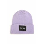 Otroška kapa HUGO vijolična barva - vijolična. Otroški kapa iz kolekcije HUGO. Model izdelan iz pletenine z nalepko.