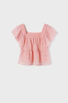 Otroška bluza Mayoral roza barva - roza. Otroška bluza iz kolekcije Mayoral. Model izdelan iz tkanine. Ima kvadratni izrez.