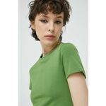 Kratka majica Abercrombie &amp; Fitch ženski, zelena barva - zelena. Kratka majica iz kolekcije Abercrombie &amp; Fitch. Model izdelan iz enobarvne pletenine.