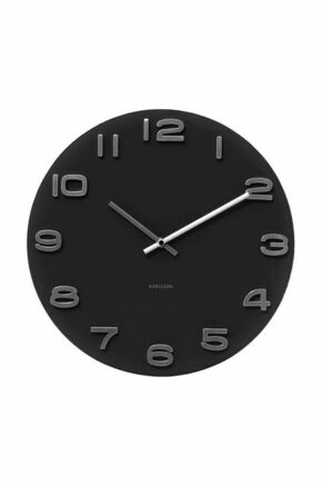 Karlsson stenska ura - črna. Stenska ura iz kolekcije Karlsson. Model izdelan iz aluminija in stekla.