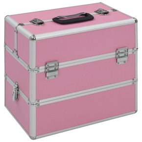Greatstore Kovček za ličila 37x24x35 cm roza aluminij