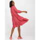 Ex moda Ženska mini obleka HARLYN z izrezom v obliki črke V temno roza EM-SK-004.06_384088 S-M